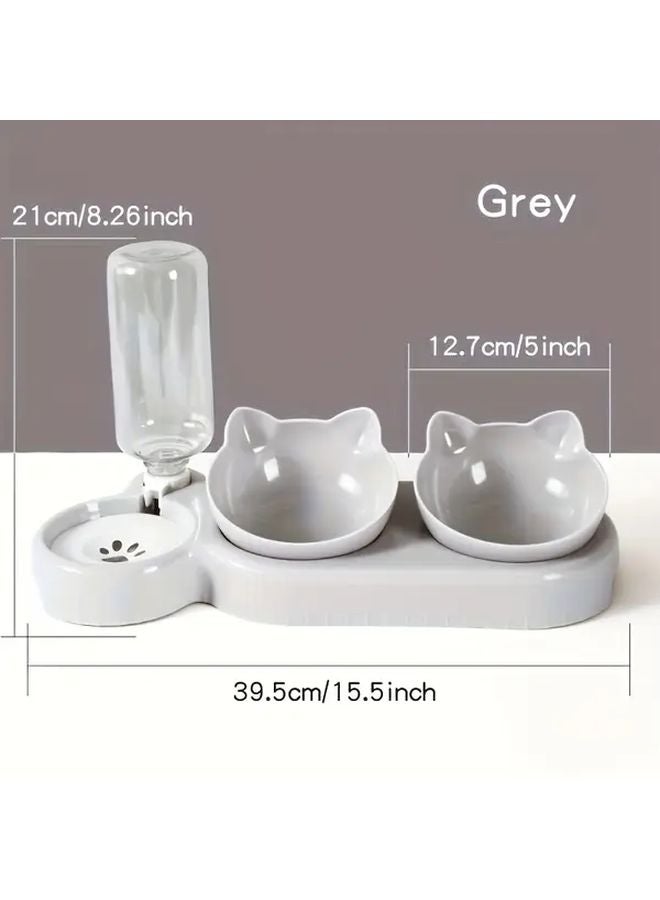 Deep Blue 3 In 1 Tilted Cat Bowl With Gravity Water Dispenser For Neck Protection - Image 3
